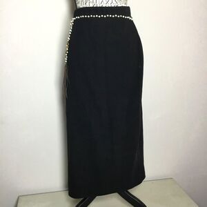 Black ribbed knit pencil skirt stretchy classic minimalist waist 28”-31" size M